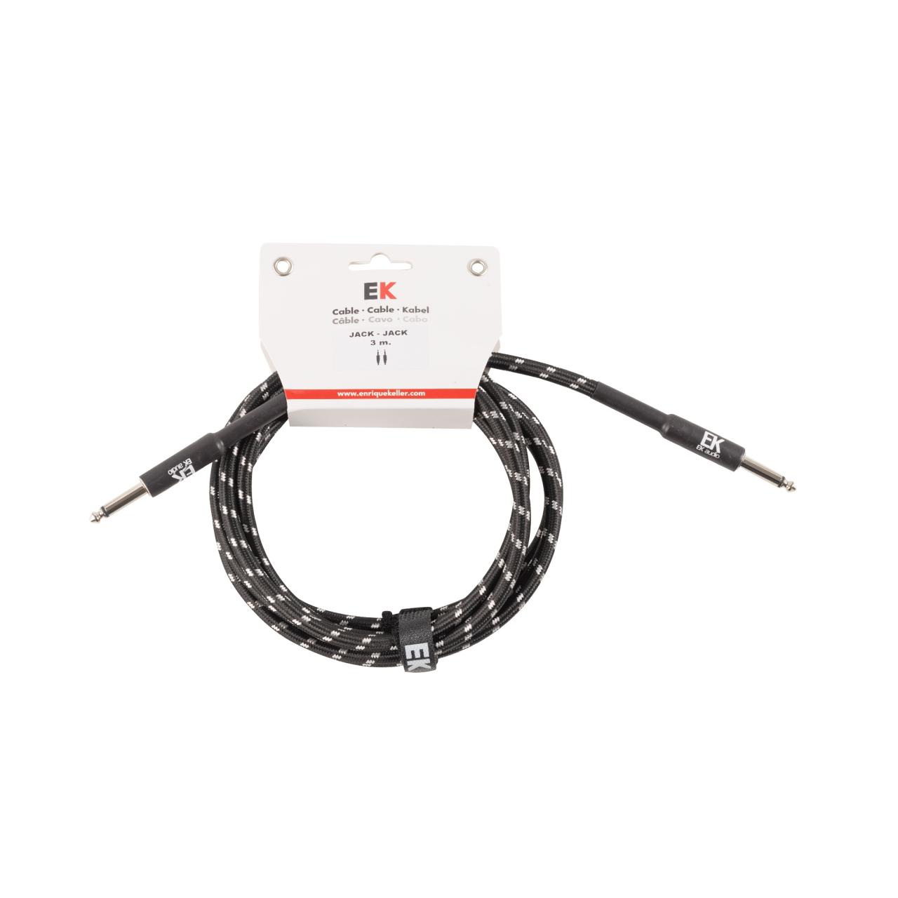 CABLE EK AUDIO PARA GUITARRA JACK - JACK RECTOS TELA TRENZADA DE 3 M