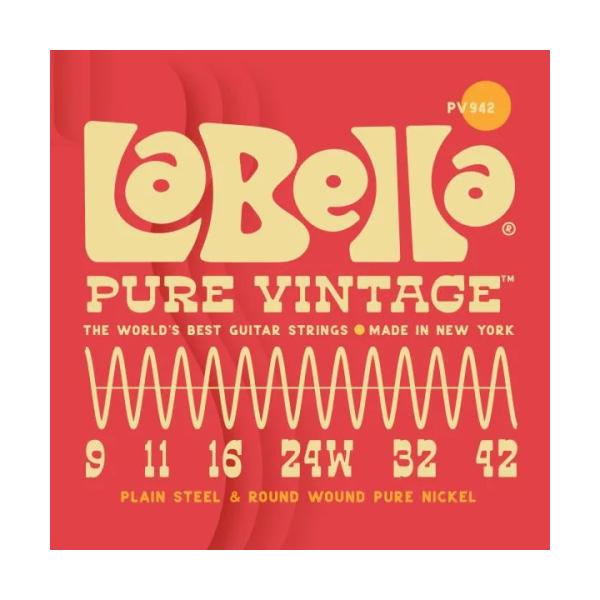 JUEGO DE CUERDAS LA BELLA PARA GUITARRA ELÉCTRICA PURE VINTAGE 9-42